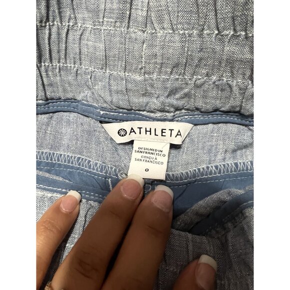 NEW Athleta Light Blue Chambray Cabo Linen Jogger Pants Size 0 - Picture 8 of 8